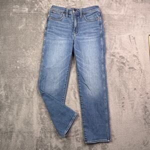 These are Madewell Stovepipe jeans, size 27